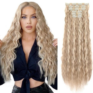 Clip in extensionlong wavy  24 inch light brown with stone blonde